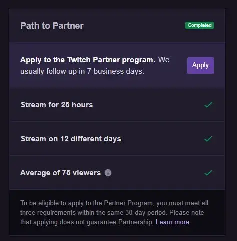 twitch partner requirements